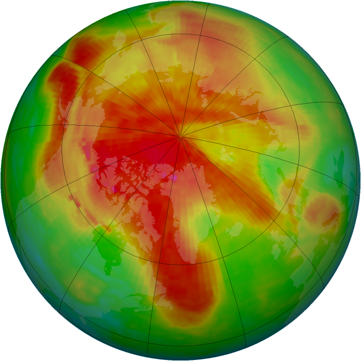 Arctic ozone map for 13 April 1994